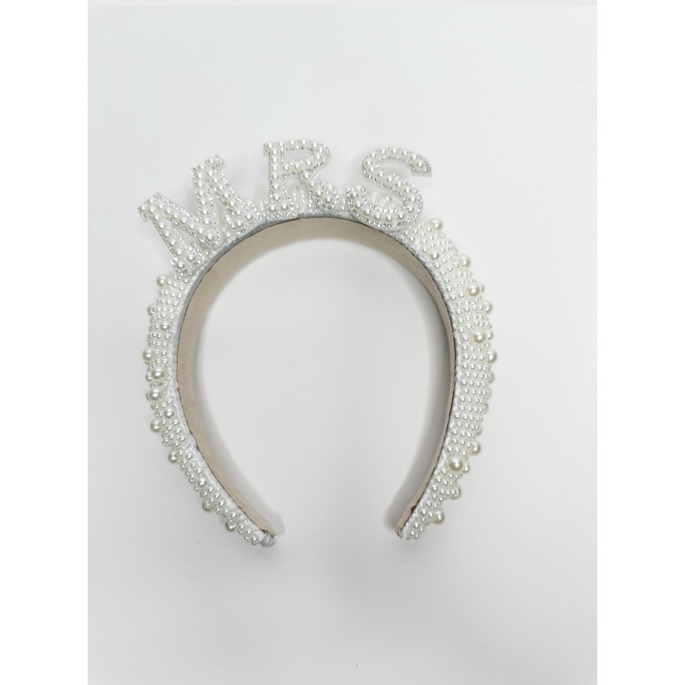 Mrs Rhinestone Pearl Headband Bridal Wedding‎ Bachelorette Party Tiara - Picture 6 of 6